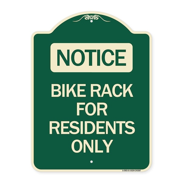 Bike Rack for Residents Only Heavy-Gauge Aluminum Architectural Sign, 24" x 18", G-1824-24307